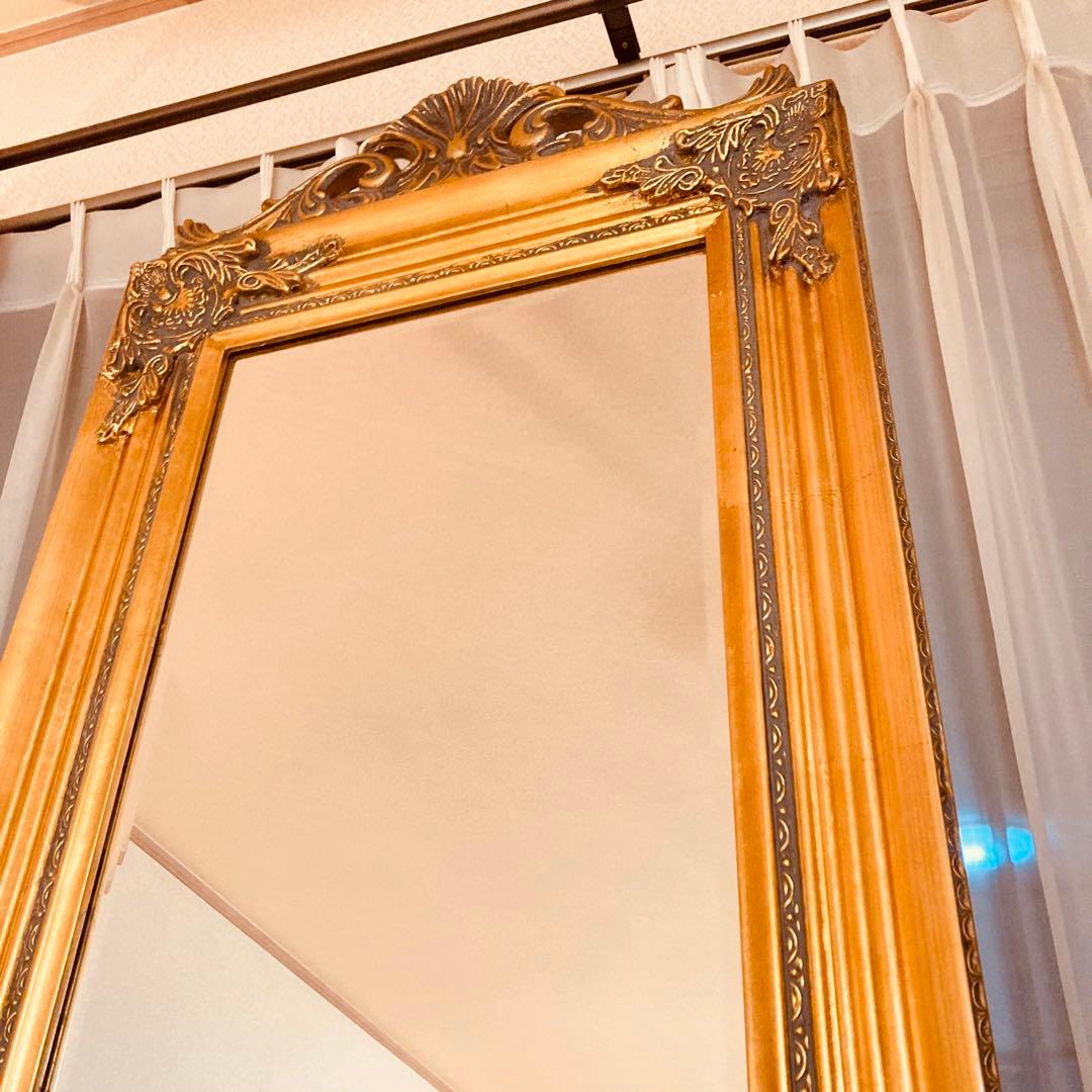 ロココ調　アンティーク　スタンドミラー　姿見　壁掛けミラー　イタリア輸入家具