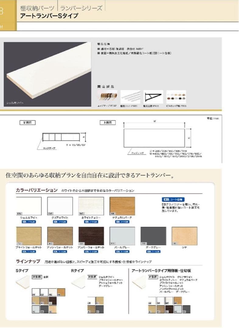 南海プライウッドSタイプ　可動棚　ホワイト　5枚セット