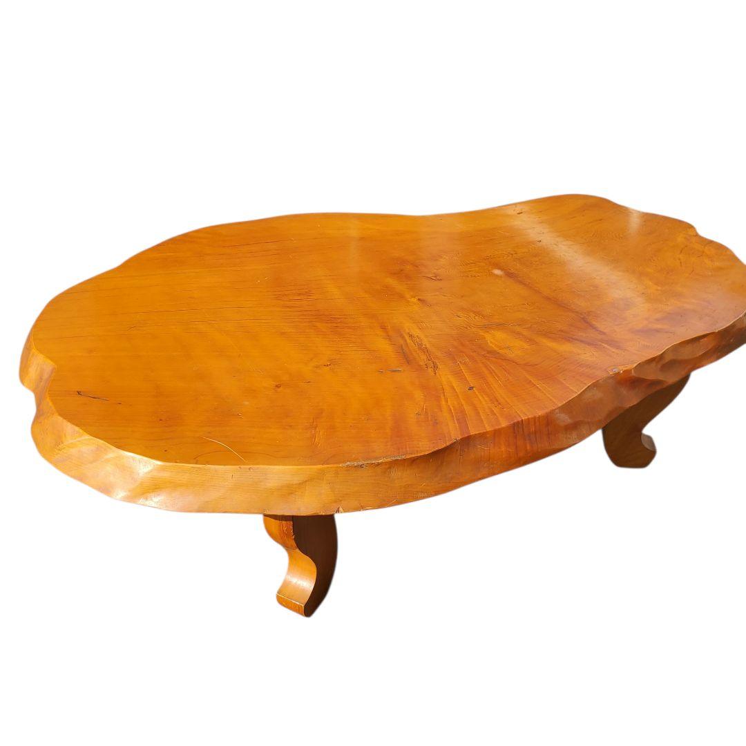 送料込 昭和 レトロ 天然木 一枚板 テーブル 座卓 アンティーク