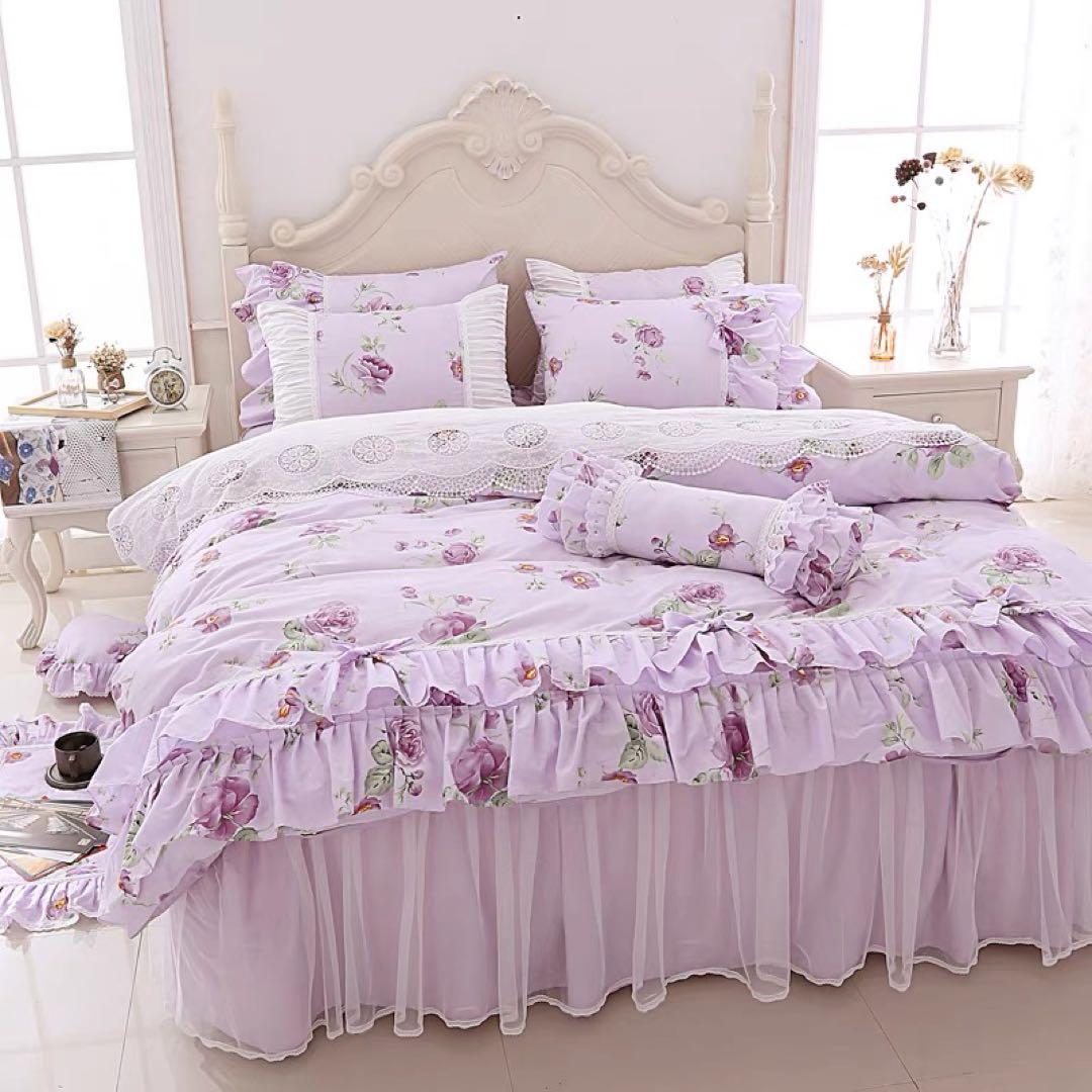 花柄ラベンダーカバーセット セミダブル