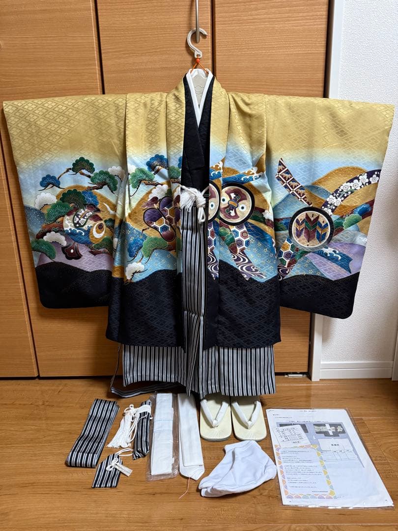 【美品】七五三 五歳 男の子 着物袴 着画あり