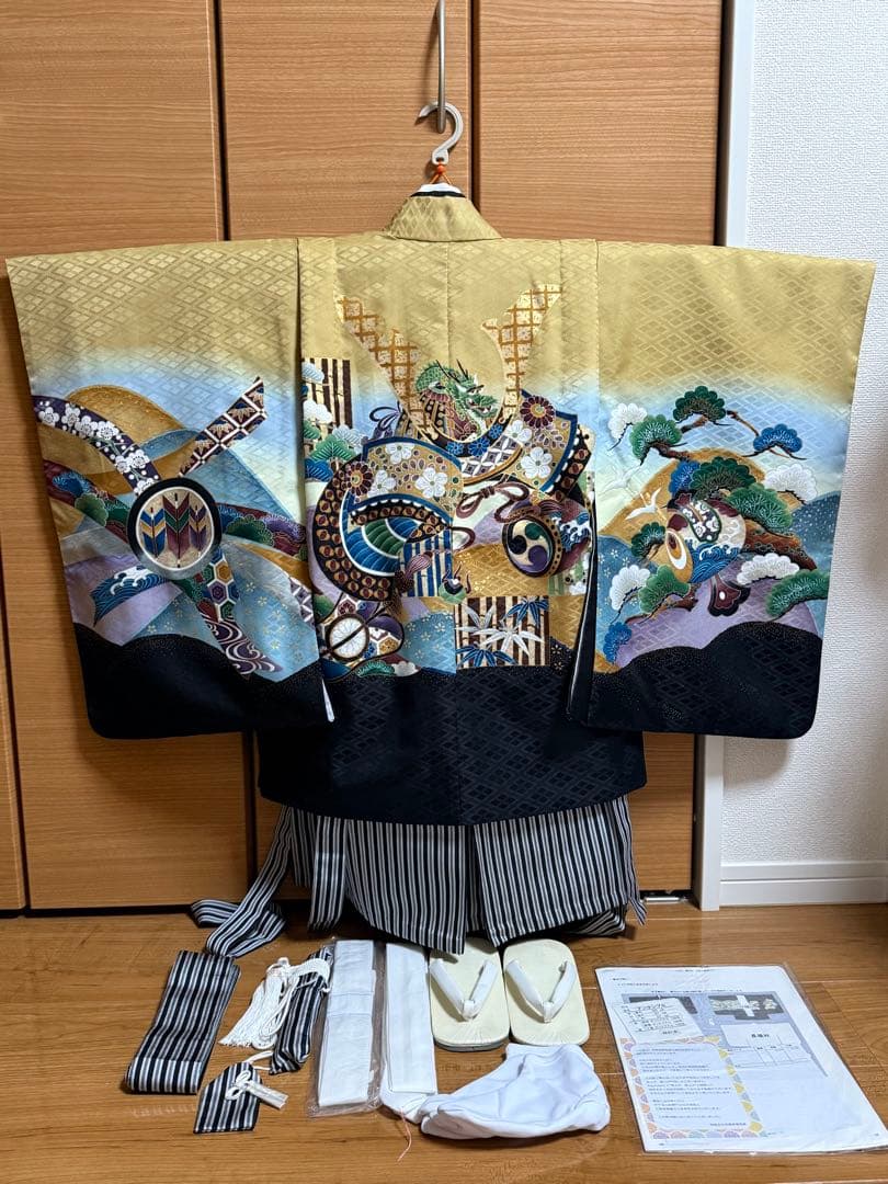 【美品】七五三 五歳 男の子 着物袴 着画あり