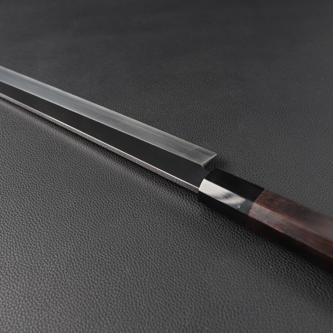 10825切付柳刃包丁 尺三刺身包丁鏡面仕上げ 刃は究極の切れ味黒檀黒水牛八角柄