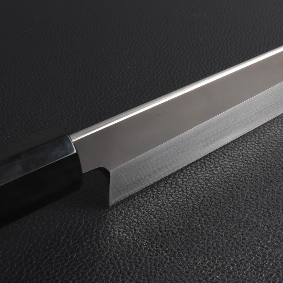 10825切付柳刃包丁 尺三刺身包丁鏡面仕上げ 刃は究極の切れ味黒檀黒水牛八角柄
