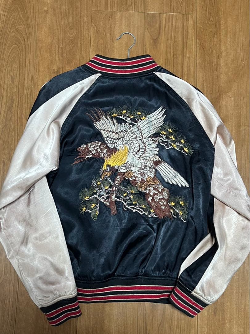 HOUSTON スカジャン M 黒/赤/白