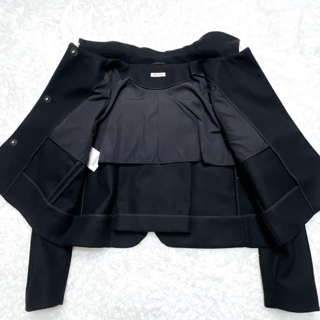 ジャケット・アウター MIU MIU Short Duffle Coat Hooded Black