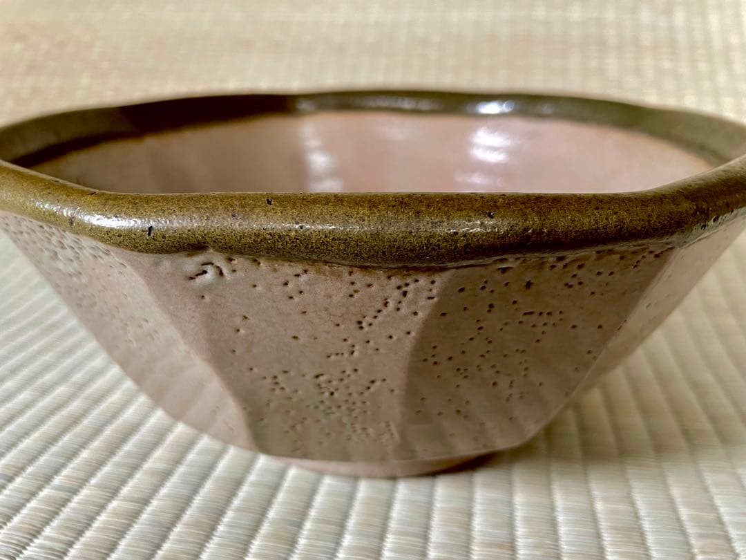 浜田庄司　地掛緑黒面取 大鉢