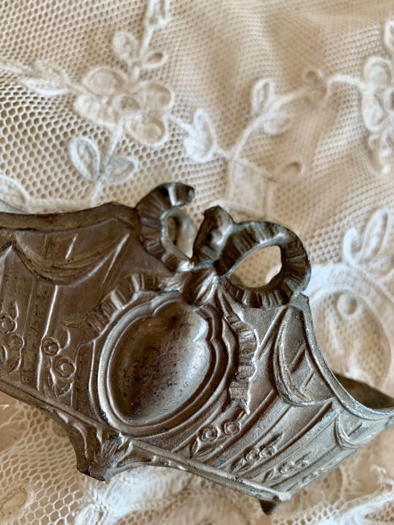 フランスアンティークジャルディニエール布花＆キャンドルホルダー＆オランダプレート