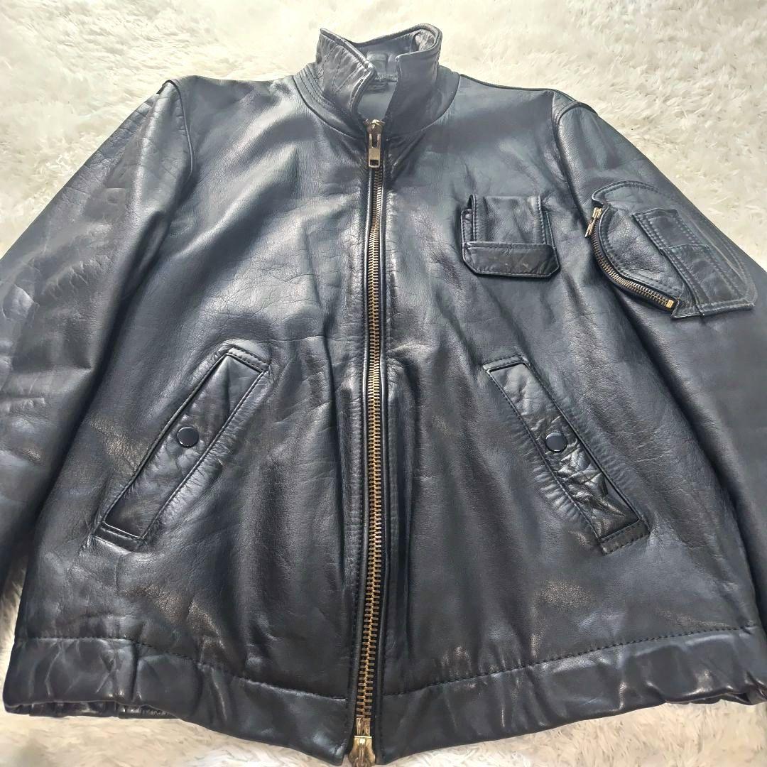 フランス軍 パイロット フライト ジャケット ブラック 52 レザー マルジェラ