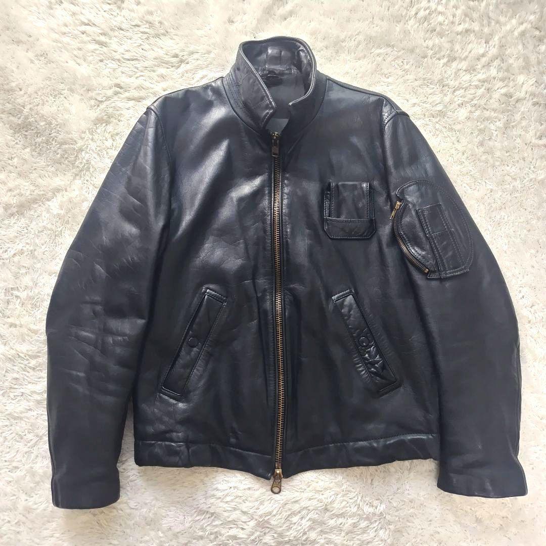 フランス軍 パイロット フライト ジャケット ブラック 52 レザー マルジェラ