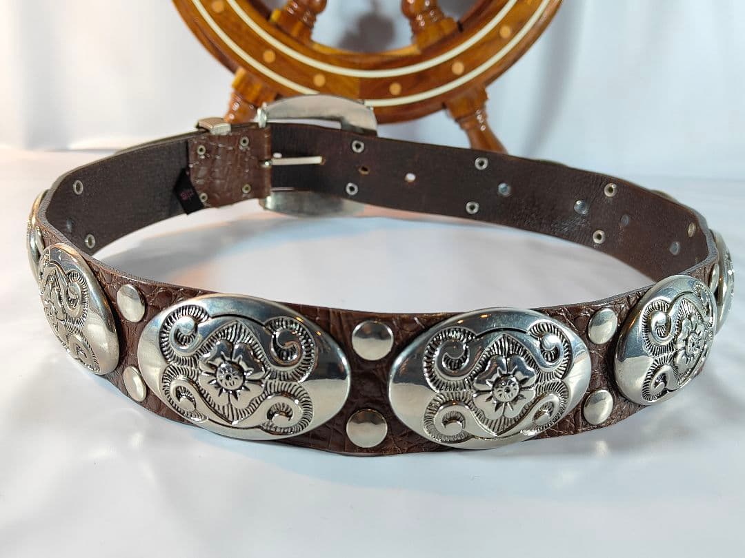 【Vintage】NANNI　イタリア製　高級コンチョドレスベルト 本革正規品