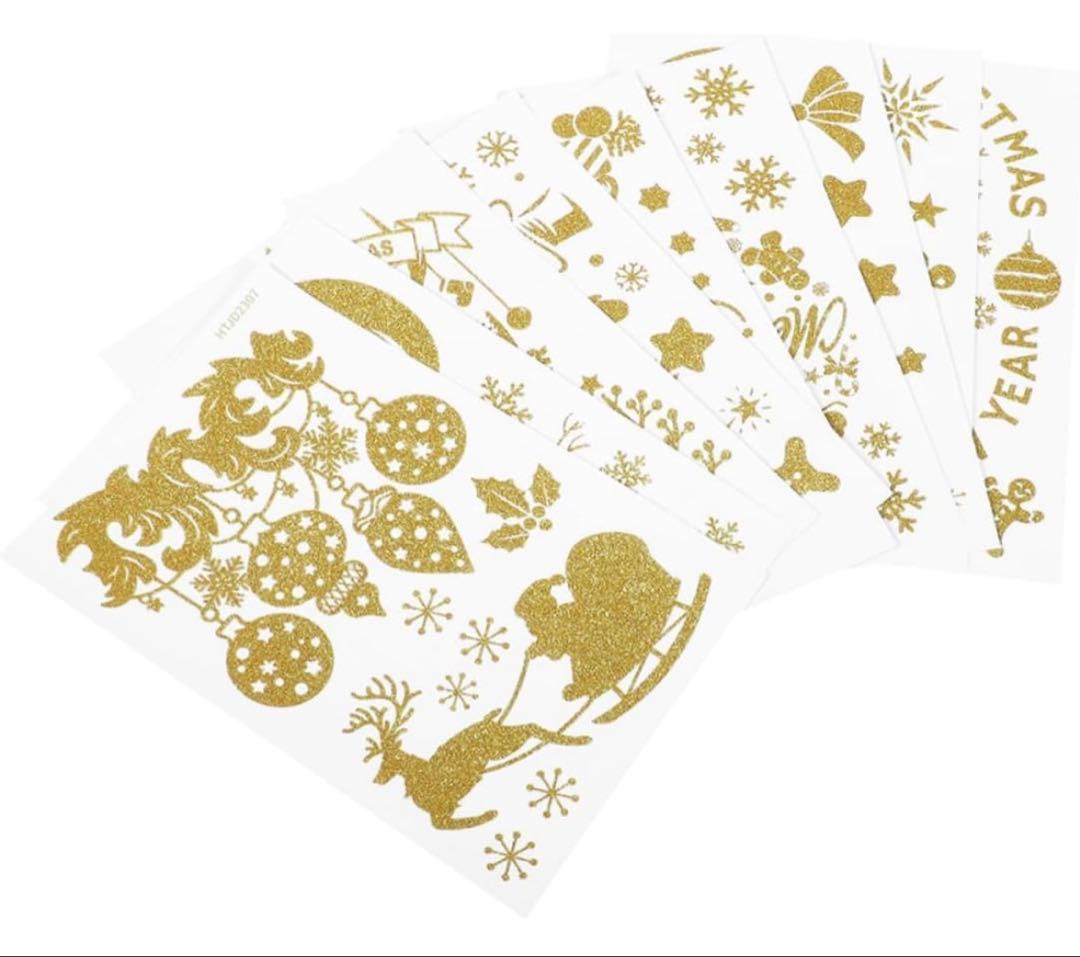 クリスマス ゴールデン 静電 ステッカー 窓 飾り