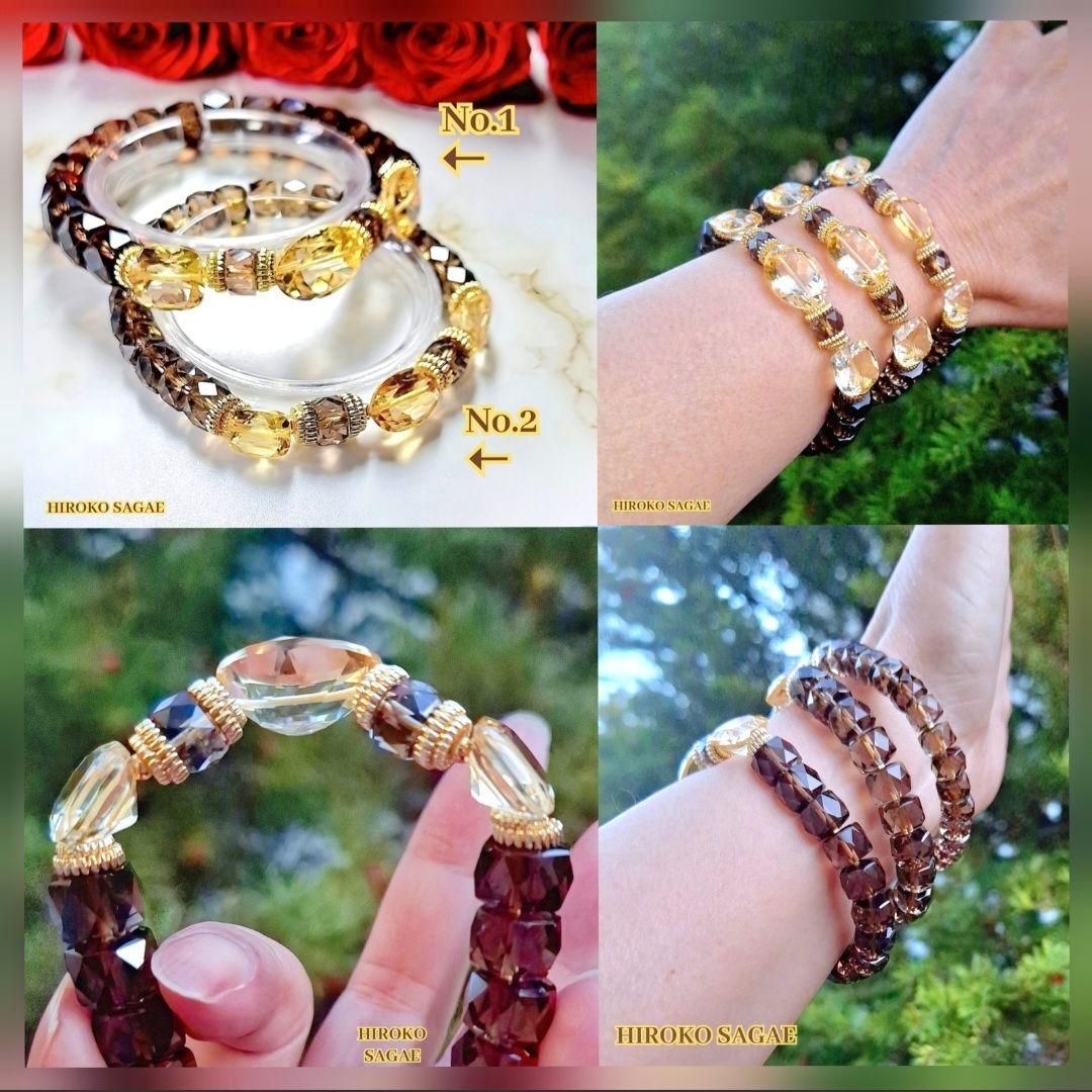 No.2 宝石質 シトリン スモーキークォーツ ブレスレット 美神 Juno