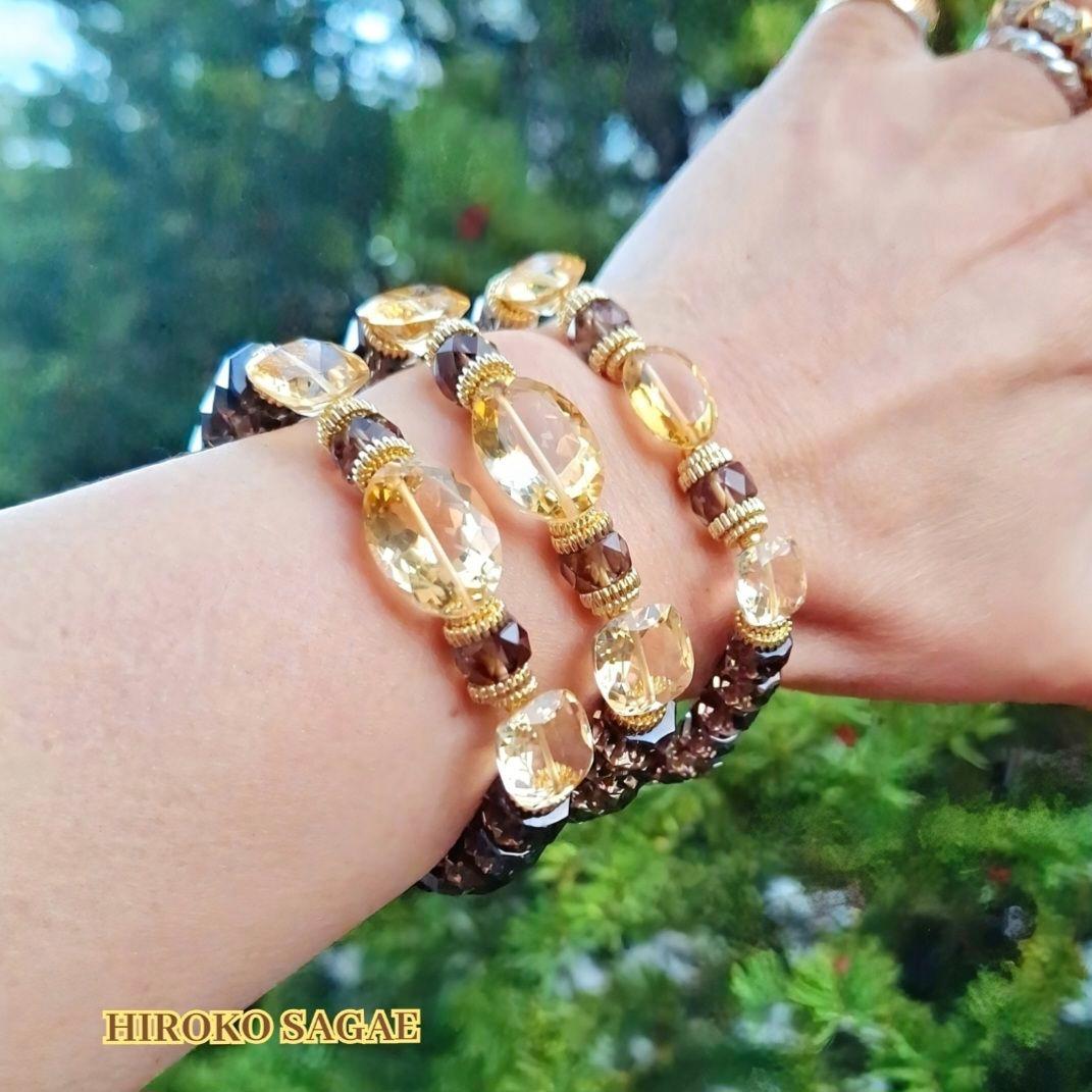No.2 宝石質 シトリン スモーキークォーツ ブレスレット 美神 Juno