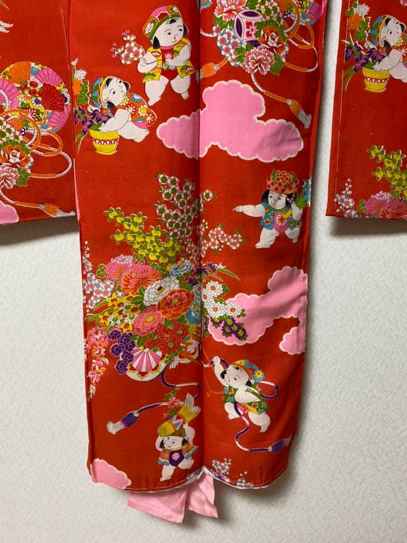 No.95正絹アンティーク子供着物しつけ糸付き着丈95センチ裄丈40センチ