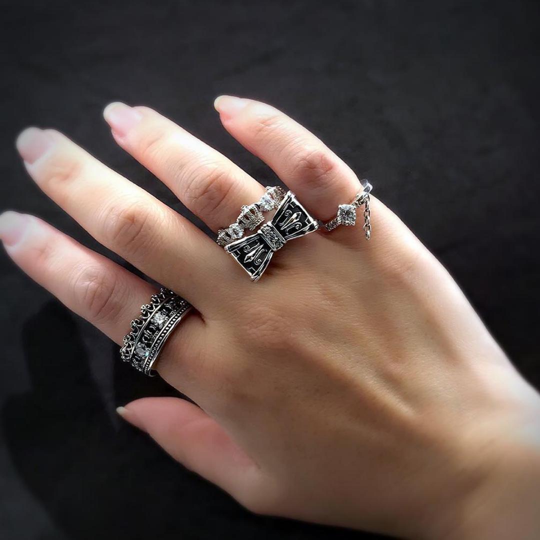 定価3.6万★Justin Davis リボンリング指輪 クリア・7号