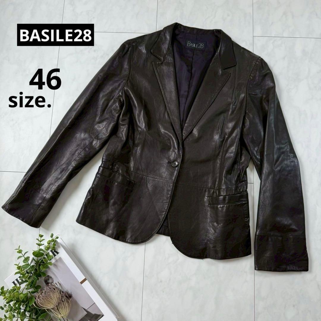【バジーレベントット】レザージャケット・テーラード・羊革・柔らか本革◇黒・15号
