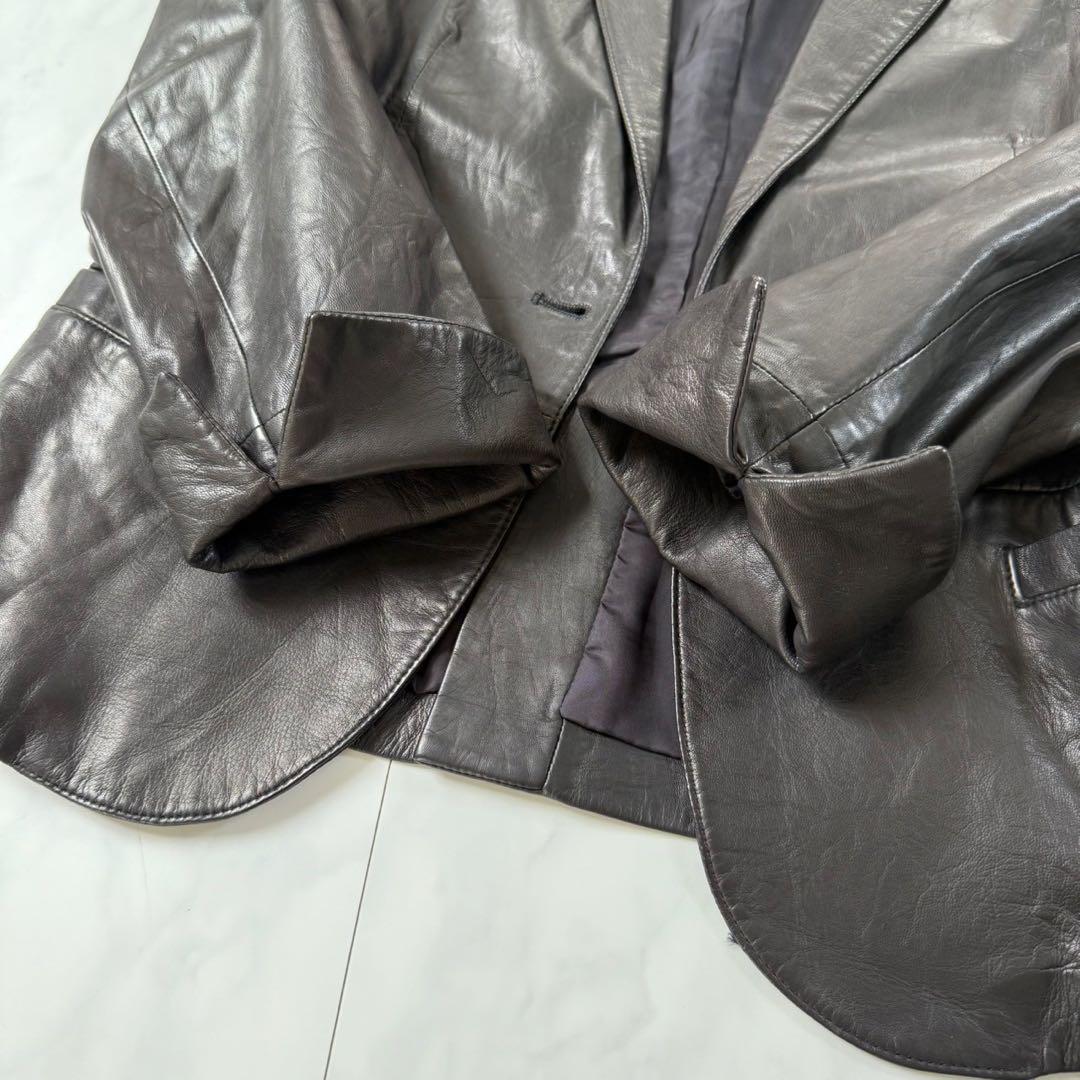 【バジーレベントット】レザージャケット・テーラード・羊革・柔らか本革◇黒・15号