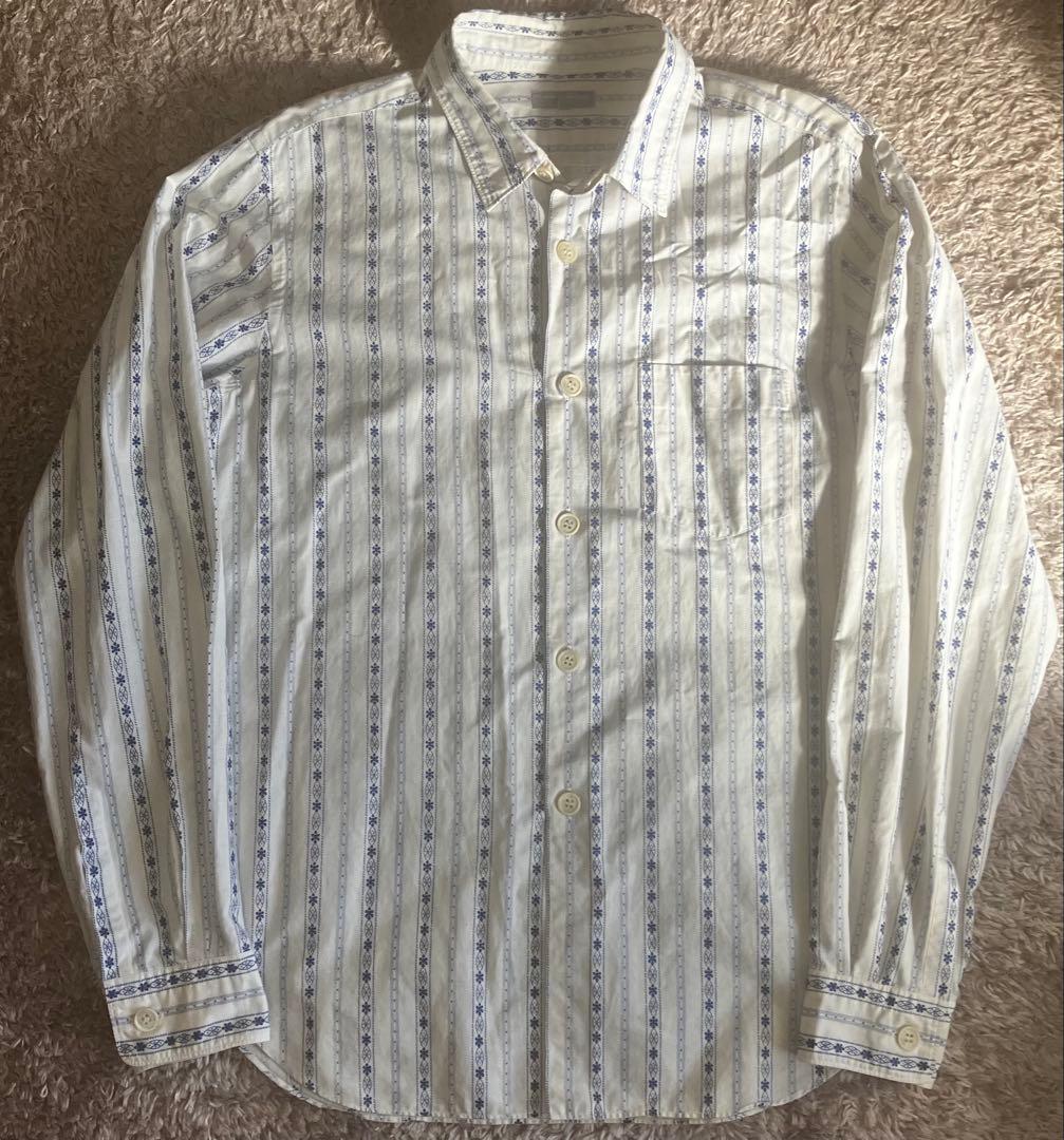 コムデギャルソンオム2003SS キューバ期 田中オム 長袖シャツ 青模様