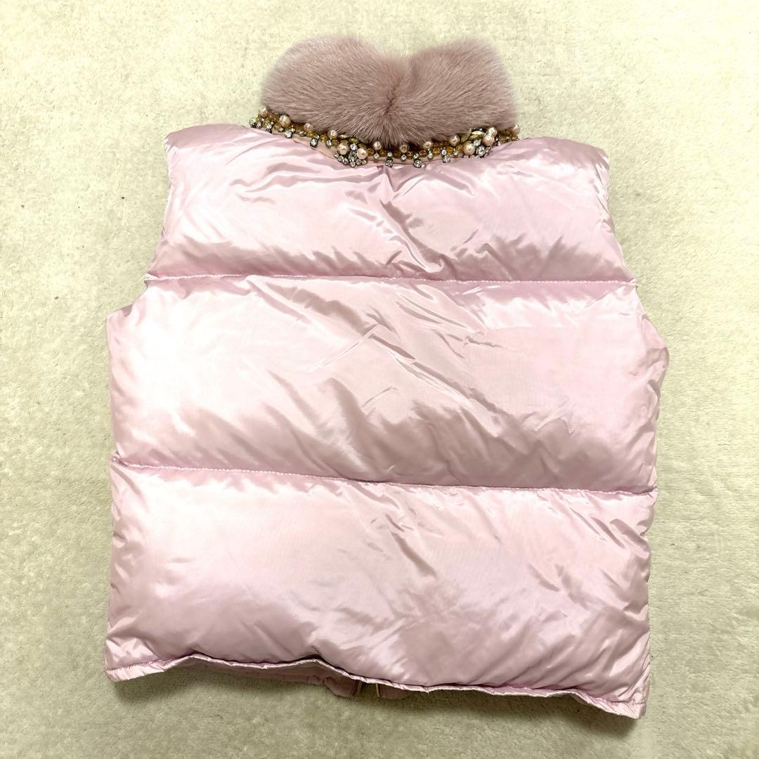 ジャケット・アウター BLUMARINE MINKFAR JEWELD PADDEDVEST PINK
