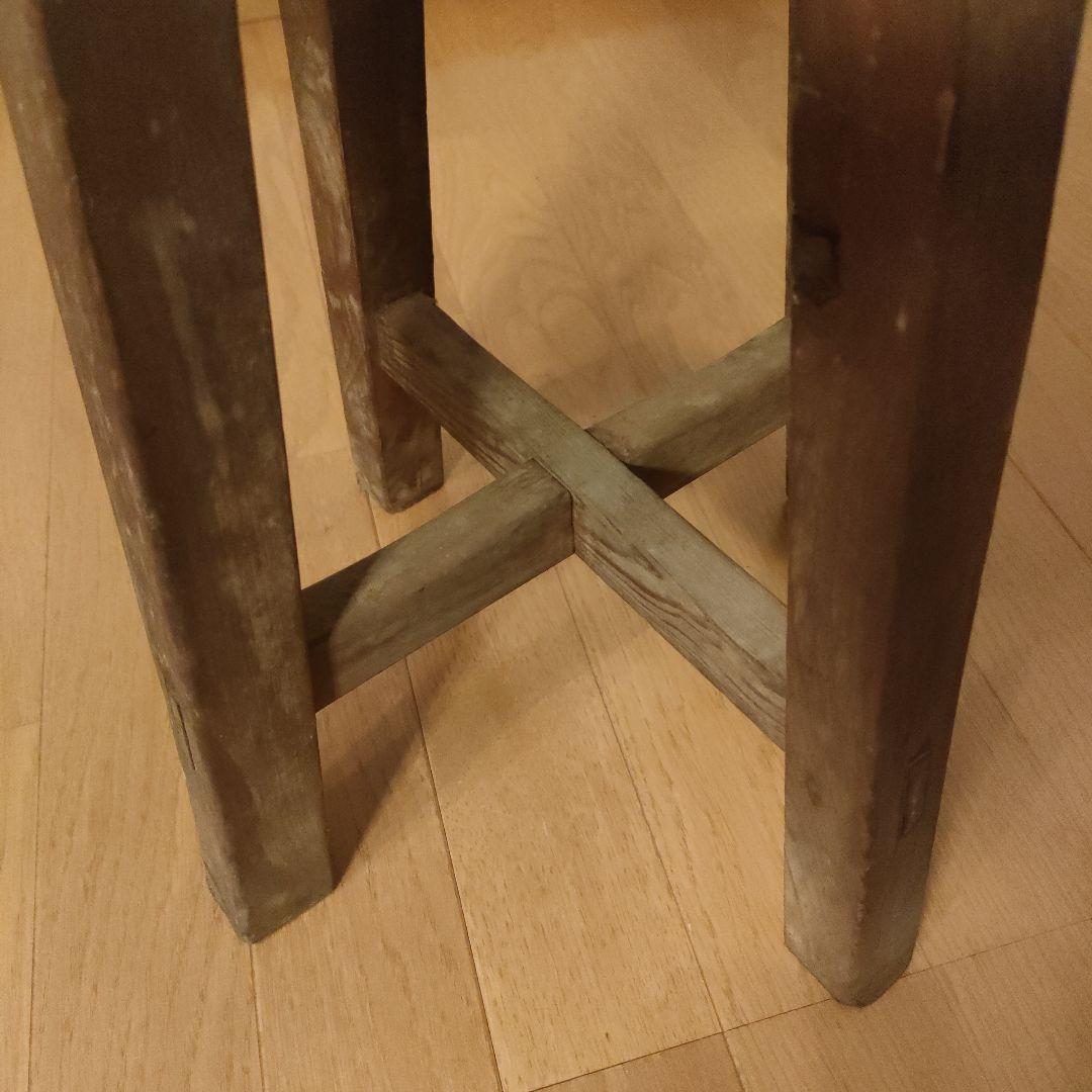 アンティーク 木製 円形 スツール 4本脚 レトロ