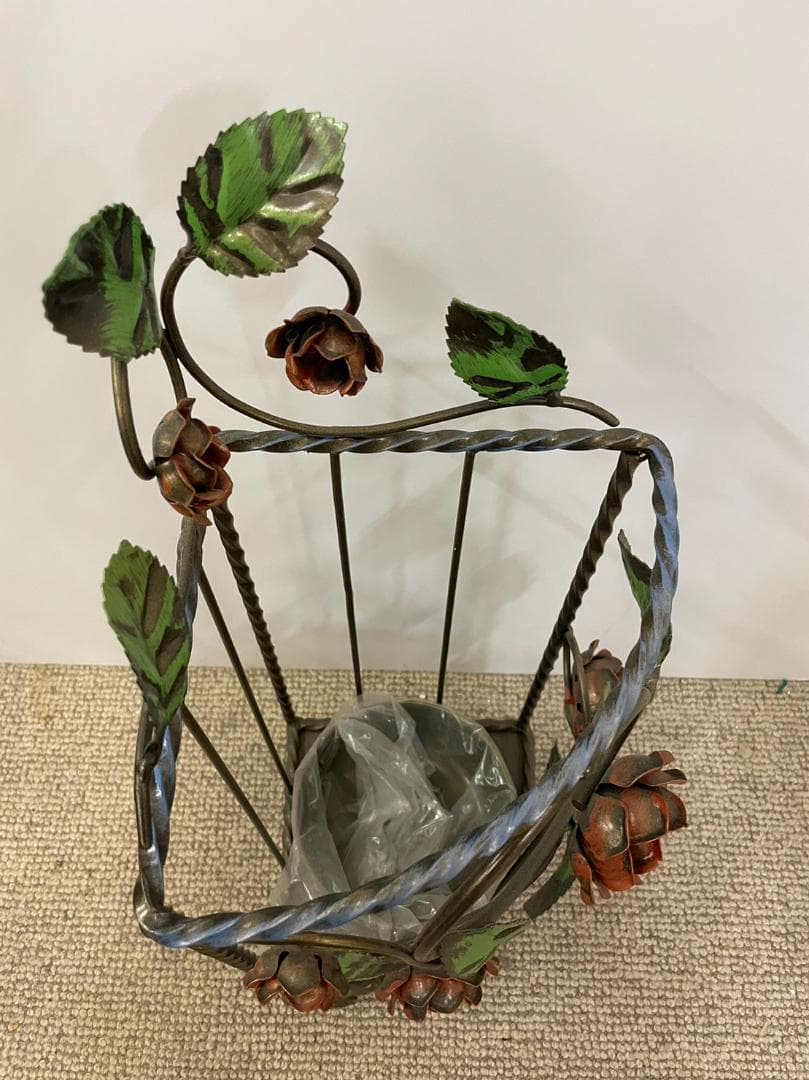 イタリア製 ローズ コーナー傘立て ハンドペイント アンブレラスタンド 輸入雑貨