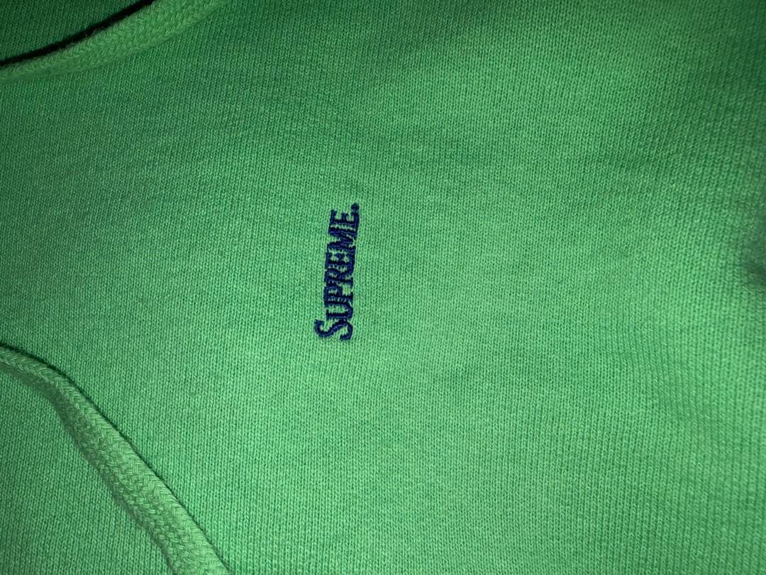Supreme 刺繍ロゴ パーカー M ネオングリーン 正規品