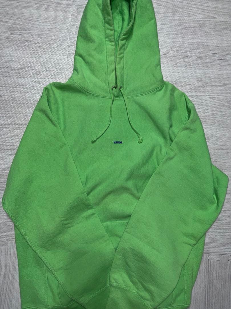 Supreme 刺繍ロゴ パーカー M ネオングリーン 正規品