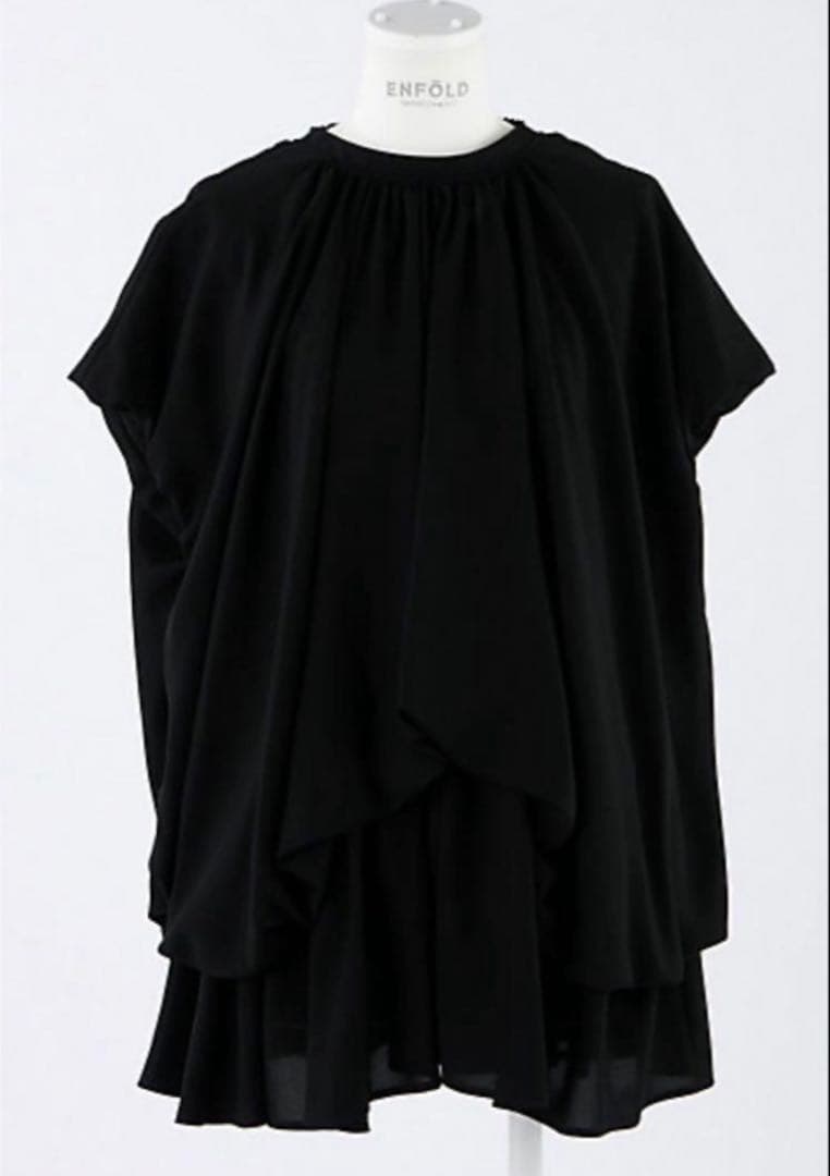 ENFOLD 2024SS WAVE SHIRRING BLOUSE 黒