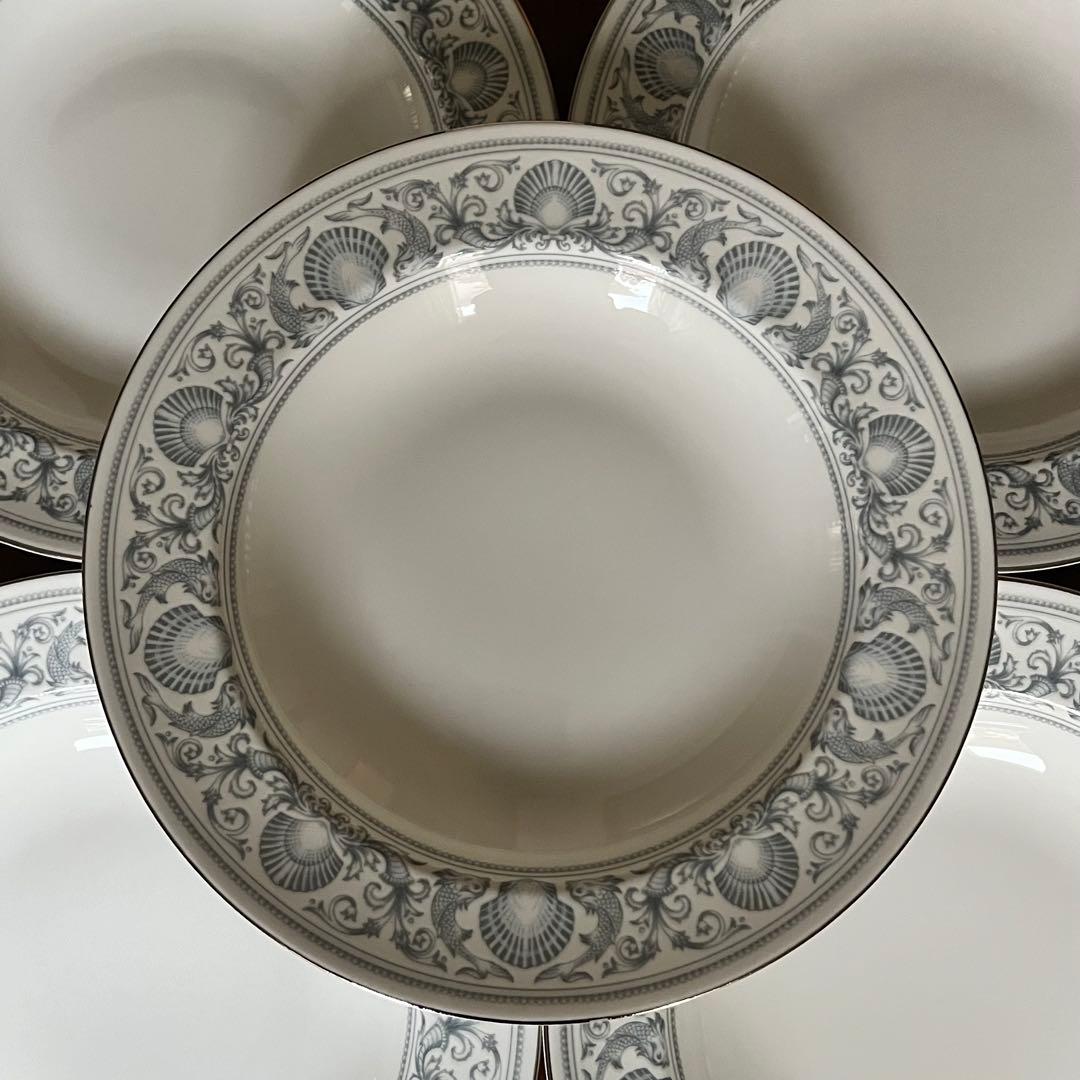 【黒壺美品】英国製　ウェッジウッド★ドルフィンホワイト★深皿　5枚