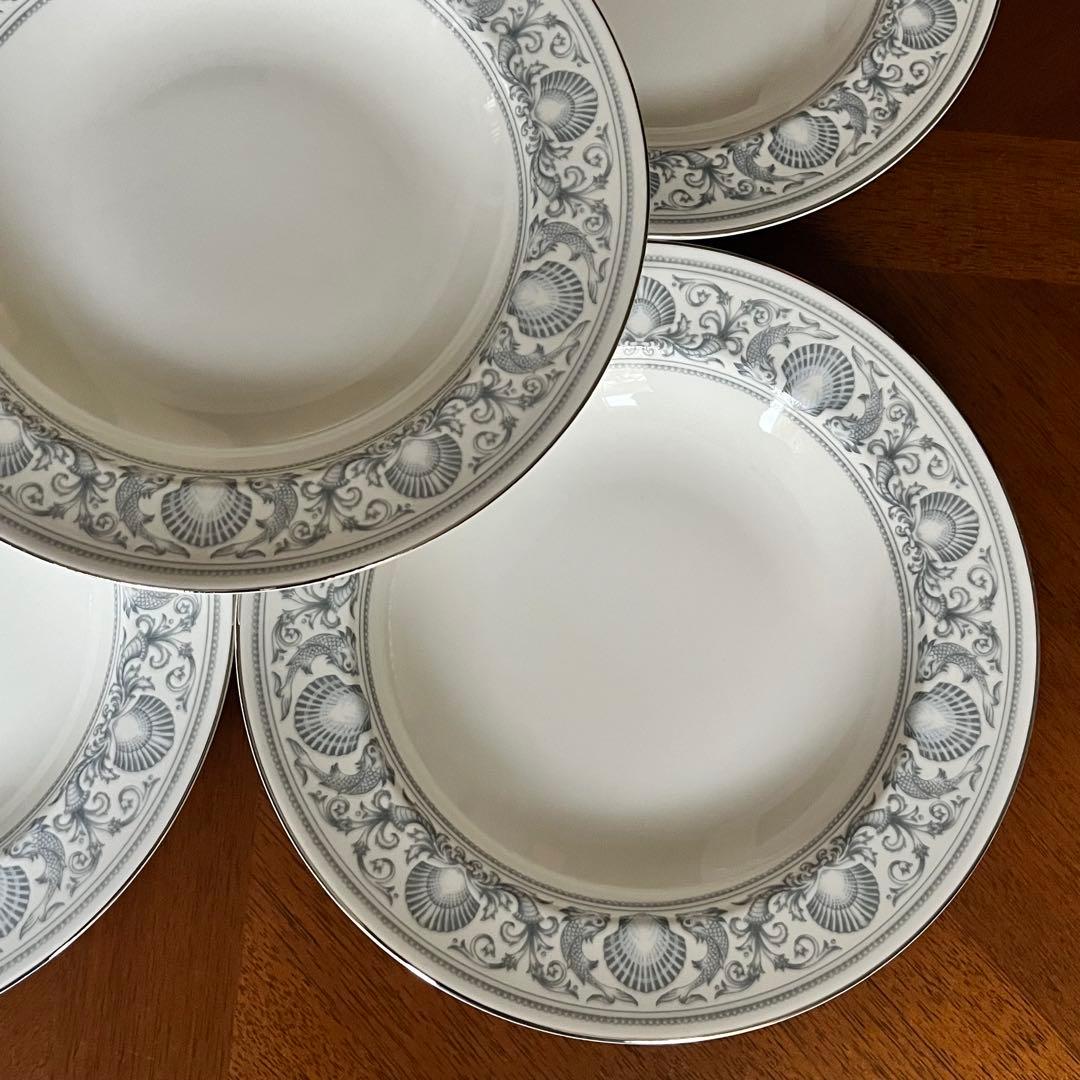 【黒壺美品】英国製　ウェッジウッド★ドルフィンホワイト★深皿　5枚