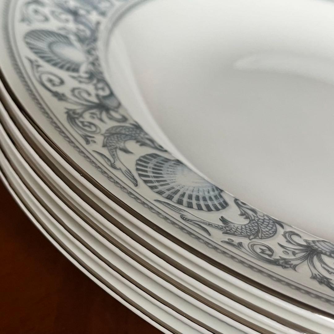 【黒壺美品】英国製　ウェッジウッド★ドルフィンホワイト★深皿　5枚