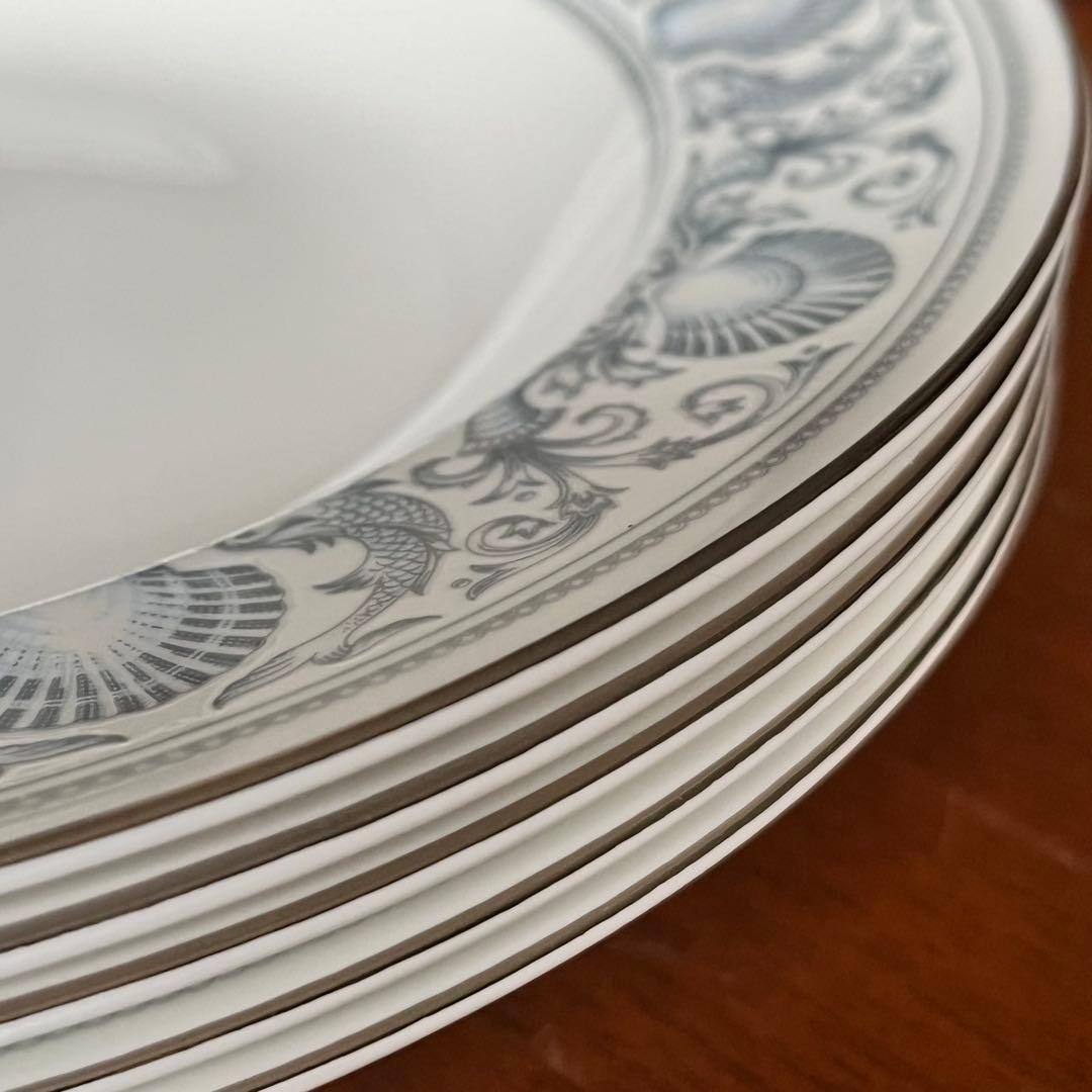【黒壺美品】英国製　ウェッジウッド★ドルフィンホワイト★深皿　5枚