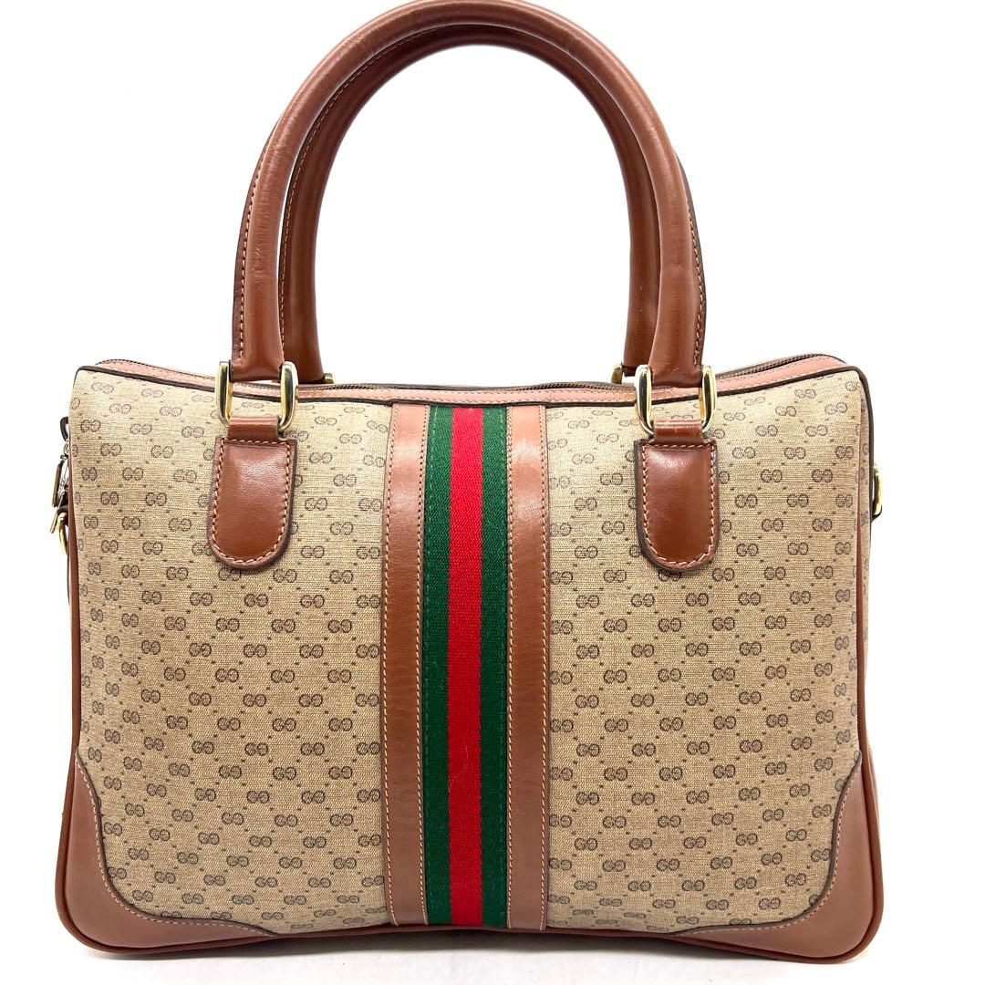 【極美品】グッチ ボストンバッグ シェリーライン マイクロGG PVC