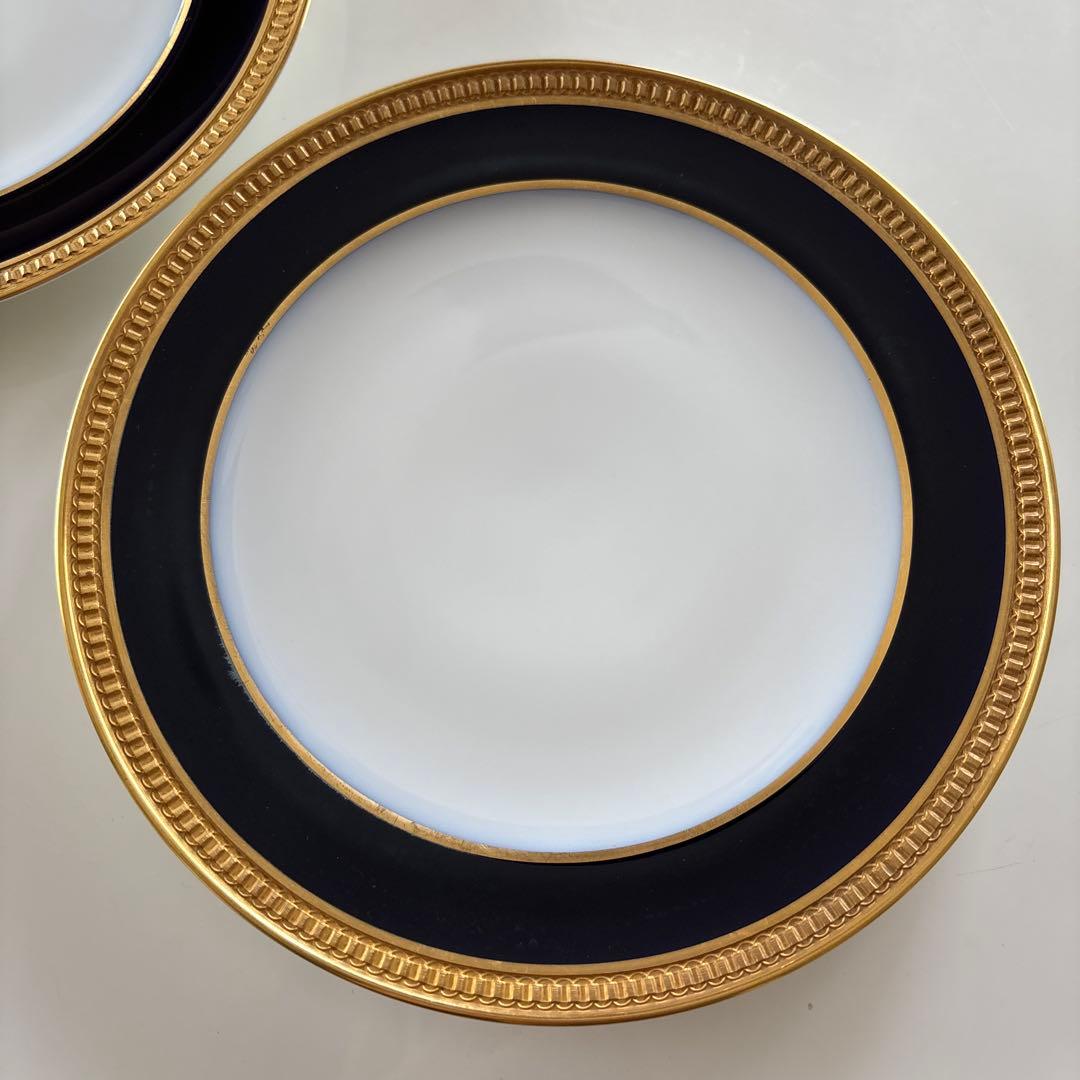 大倉陶園　ロイヤルブルークラウン（瑠璃エンボス）　20cmデザート皿　2枚セット