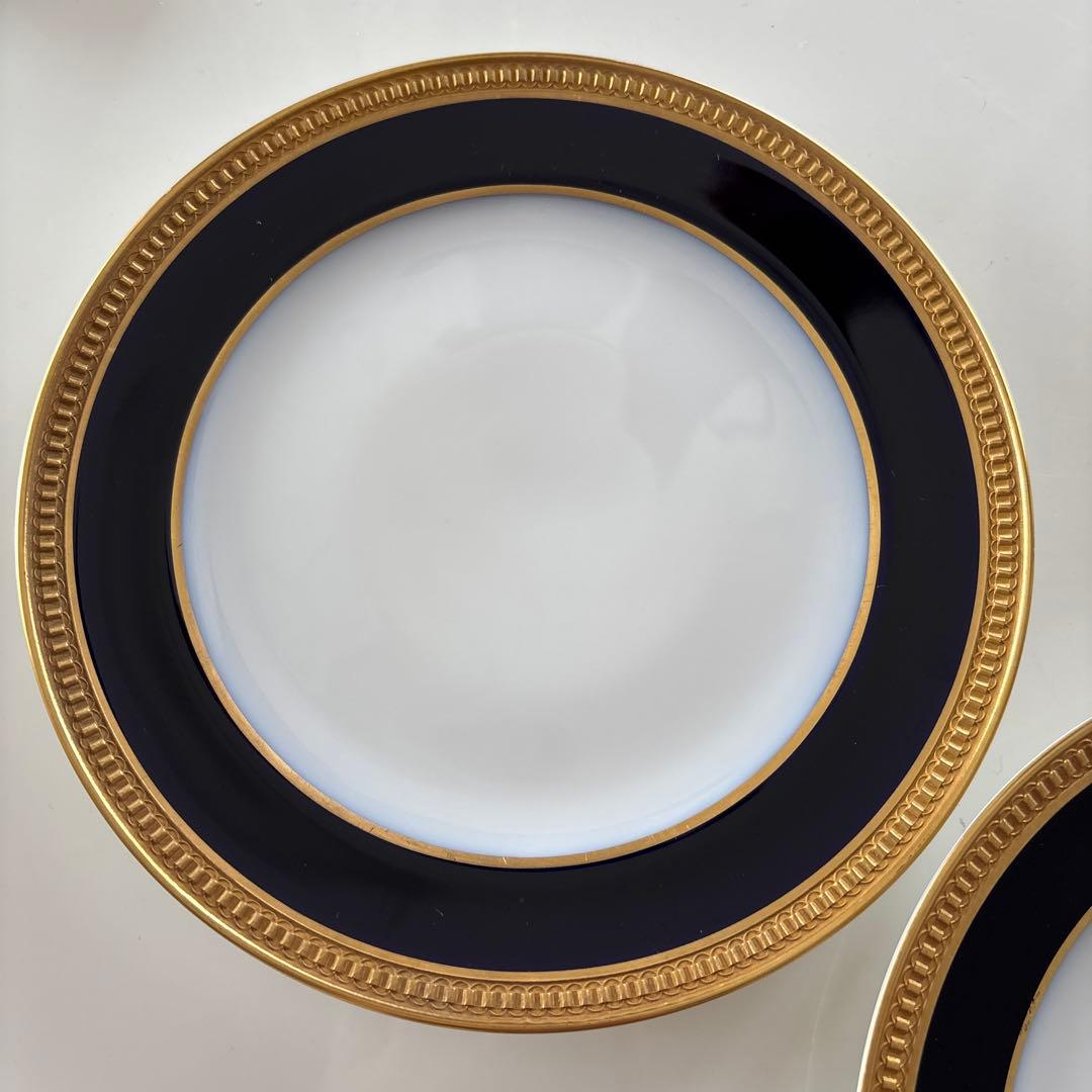 大倉陶園　ロイヤルブルークラウン（瑠璃エンボス）　20cmデザート皿　2枚セット