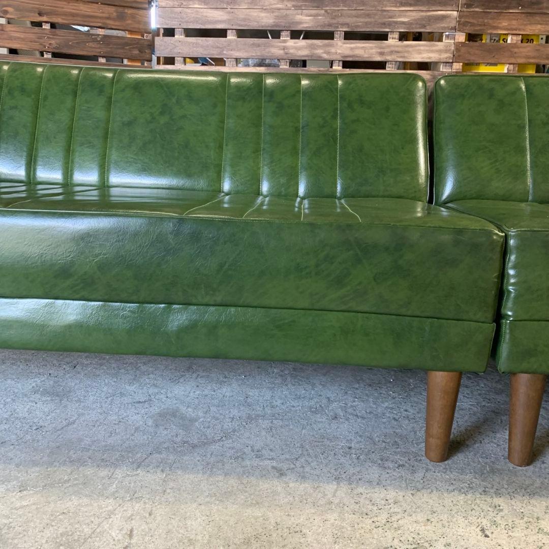 H425\" niko and コーナーソファ L字型 合皮 グリーン