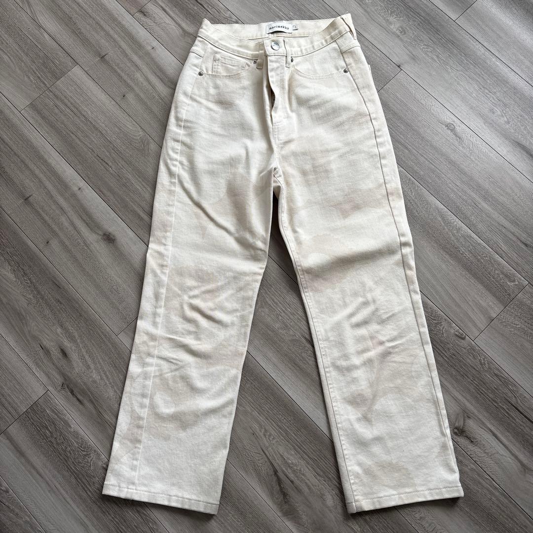 マリメッコ　ウニッコ　ホワイト ストレートデニム