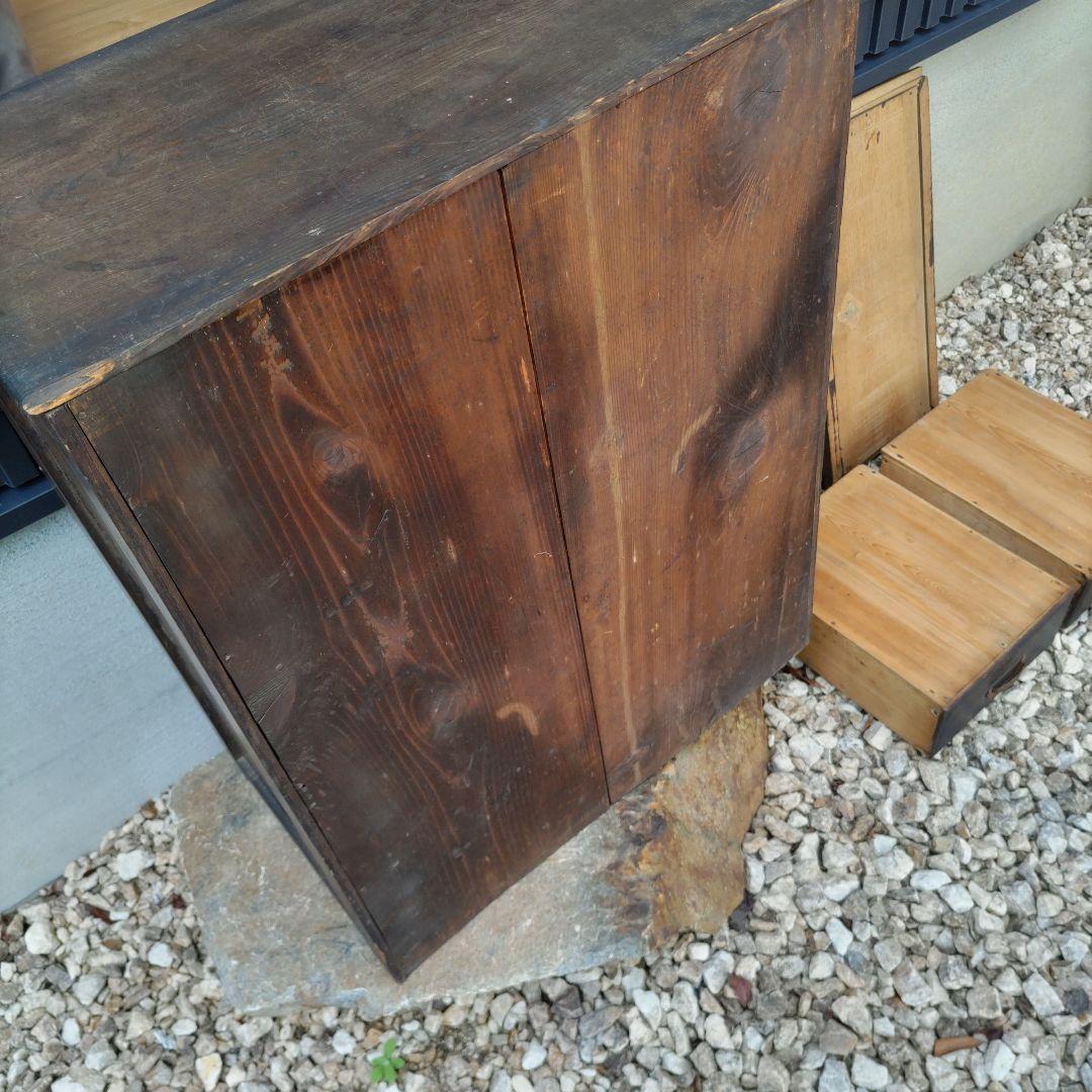 大正昭和　木製引き戸収納キャビネット　古民家　古本雑貨　アンティーク抽斗家具