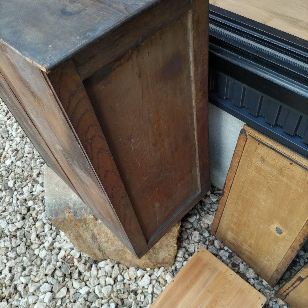 大正昭和　木製引き戸収納キャビネット　古民家　古本雑貨　アンティーク抽斗家具