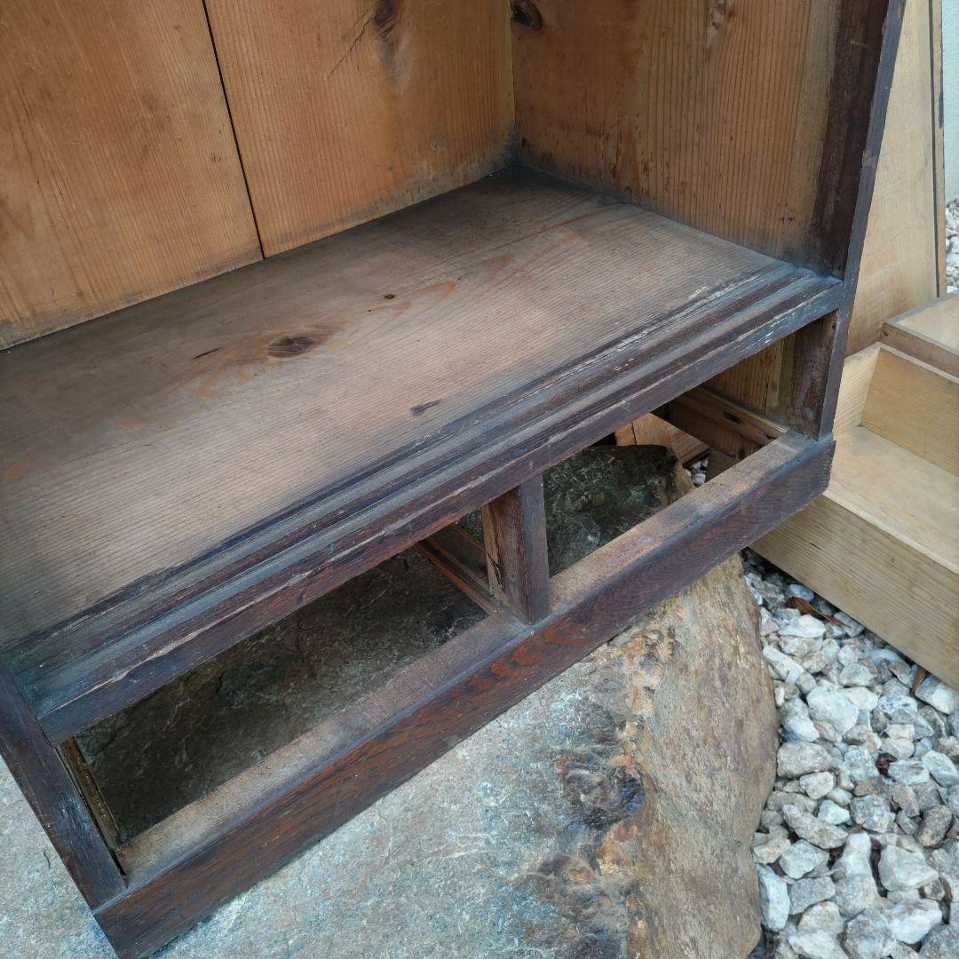 大正昭和　木製引き戸収納キャビネット　古民家　古本雑貨　アンティーク抽斗家具