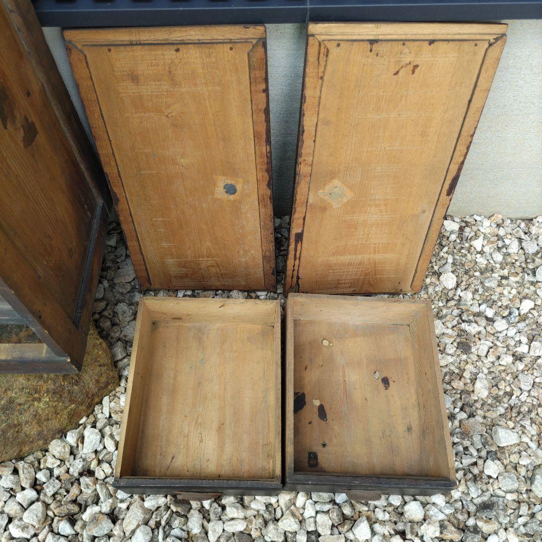 大正昭和　木製引き戸収納キャビネット　古民家　古本雑貨　アンティーク抽斗家具