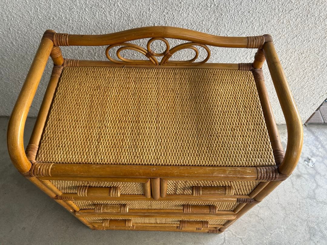 レトロ ラタン籐チェスト 家具 4段 タンス