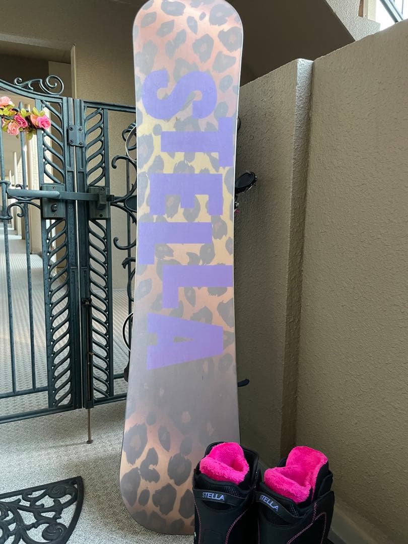 スノーボードセット 黒水玉模様　女性　子供