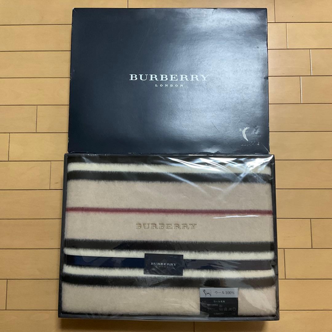 BURBERRY ウール100% ボーダー毛布