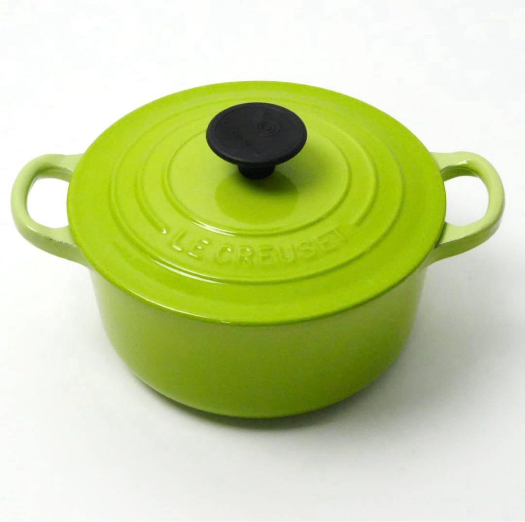 【美品】LE CREUSET　ココット ロンド フルーツグリーン　16cm