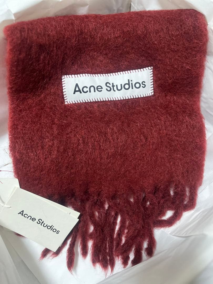 国内完売 ACNE STUDIOS フランジ レッド マフラー