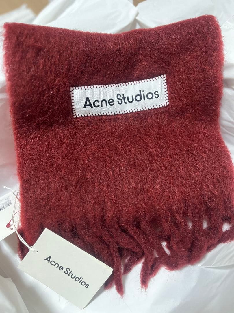 国内完売 ACNE STUDIOS フランジ レッド マフラー