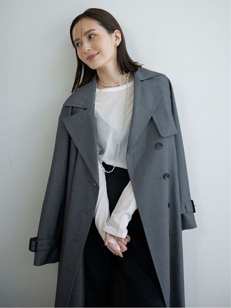 アニュアンス　 トレンチコート ウールブレンドフレアトレンチコート