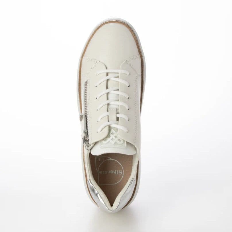 fitfit 新品24.5 ◆アウトステッチビューレザースニーカー(ホワイト)